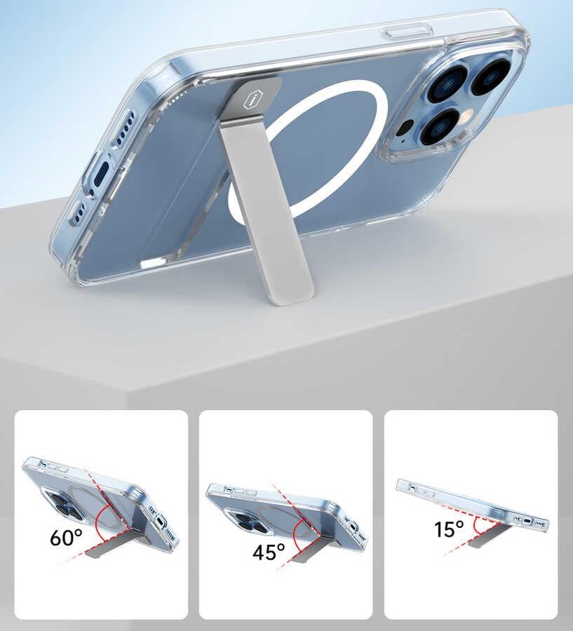 Apple iPhone 14 Plus Kılıf Standlı Magsafe Wireless Şarj Özellikli Wiwu Aurora Serisi Kapak