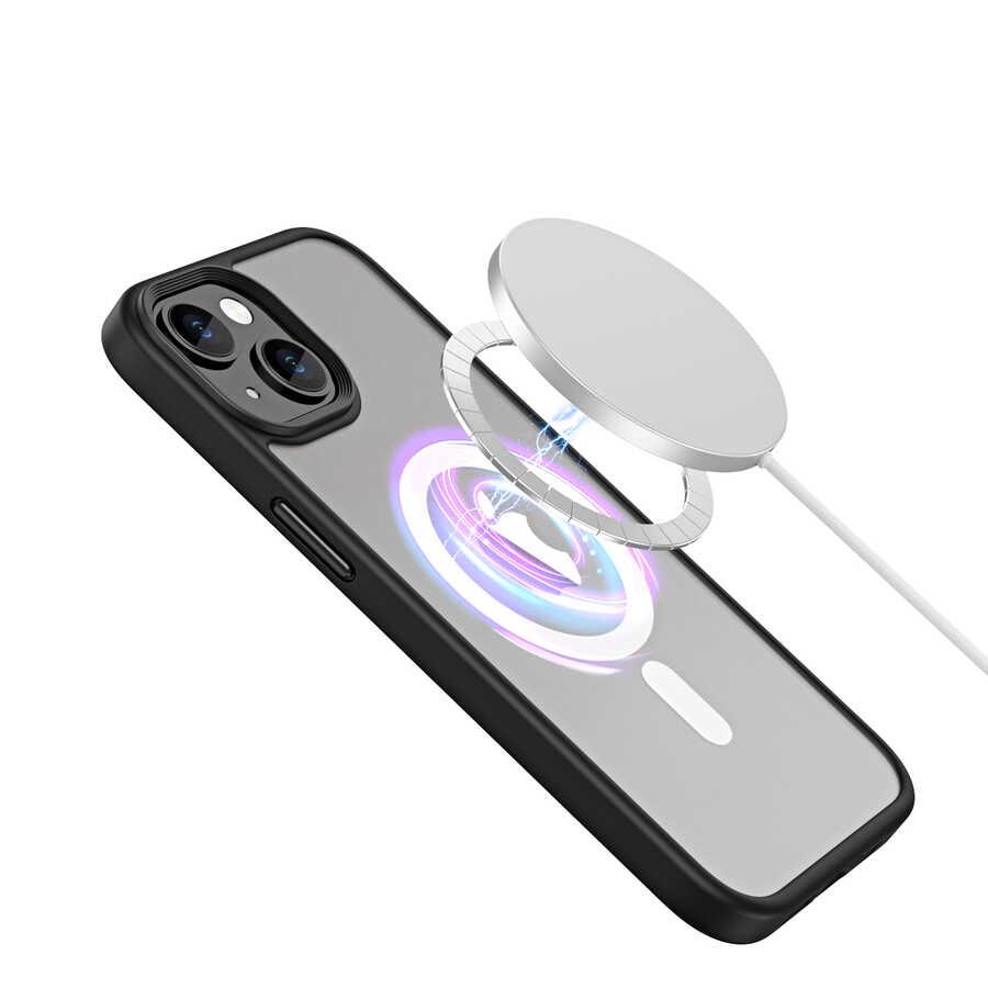 Apple iPhone 14 Plus Kılıf Wireless Şarj Özellikli Zore Hibrit Magsafe Kapak