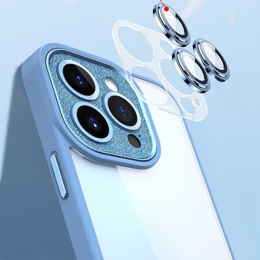 Apple iPhone 14 Plus Kılıf ​​​​​Wiwu GCC-105 Lens Korumalı Renkli Kenar Arkası Şeffaf Multicolor Kapak