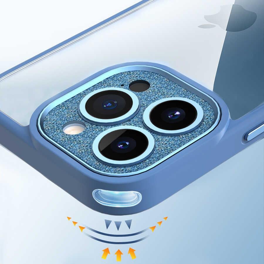 Apple iPhone 14 Plus Kılıf ​​​​​Wiwu GCC-105 Lens Korumalı Renkli Kenar Arkası Şeffaf Multicolor Kapak