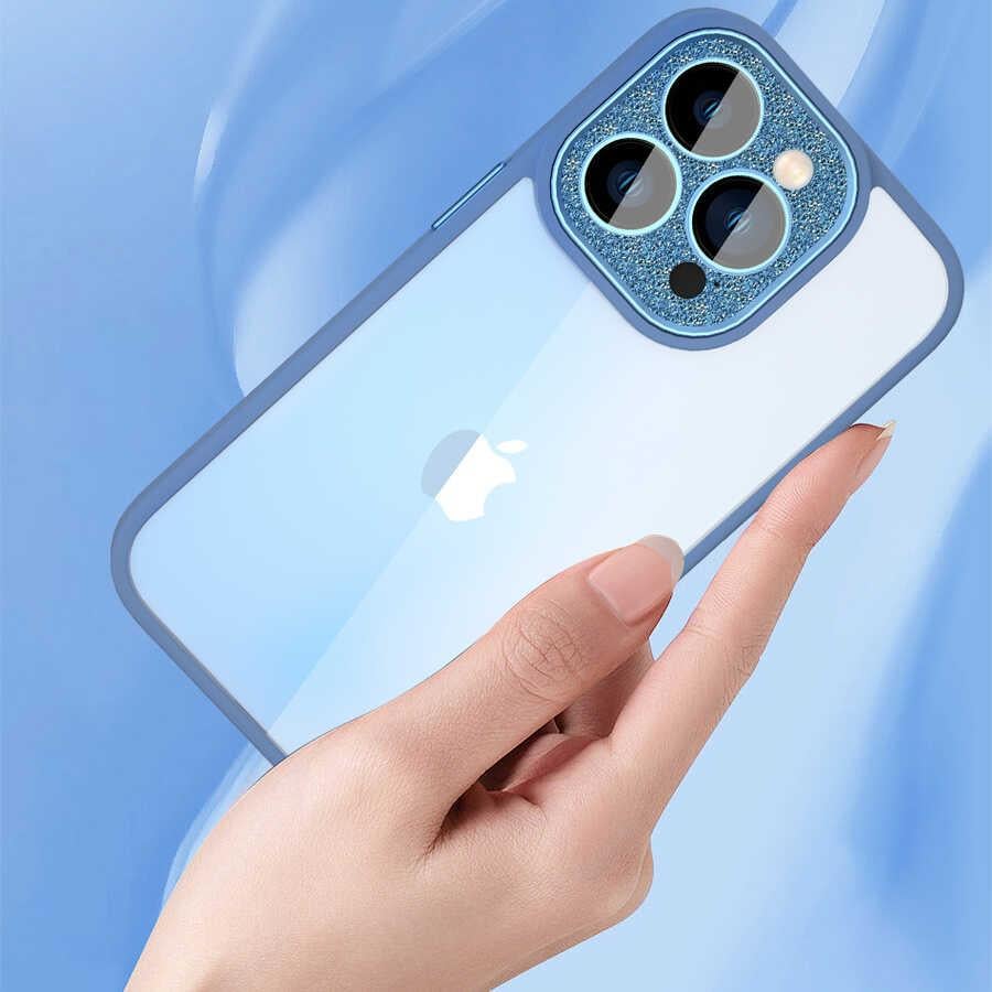 Apple iPhone 14 Plus Kılıf ​​​​​Wiwu GCC-105 Lens Korumalı Renkli Kenar Arkası Şeffaf Multicolor Kapak