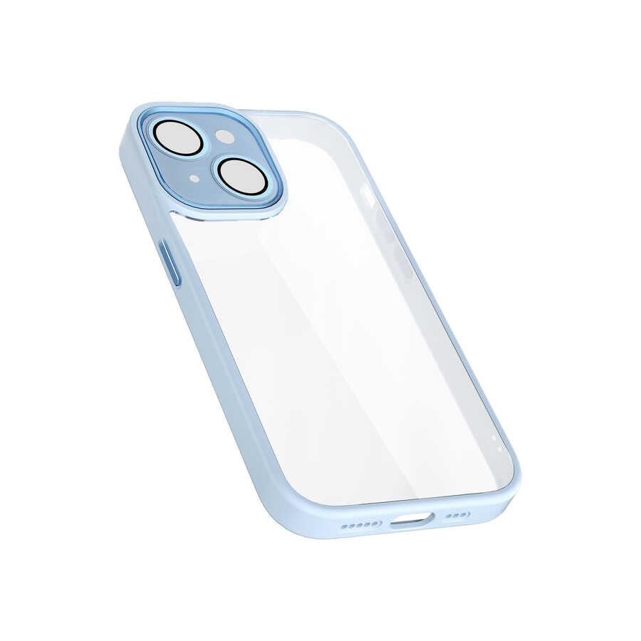 Apple iPhone 14 Plus Kılıf Wiwu VCC-104 Lens Korumalı Renkli Kenar Arkası Şeffaf Vivid Clear Kapak