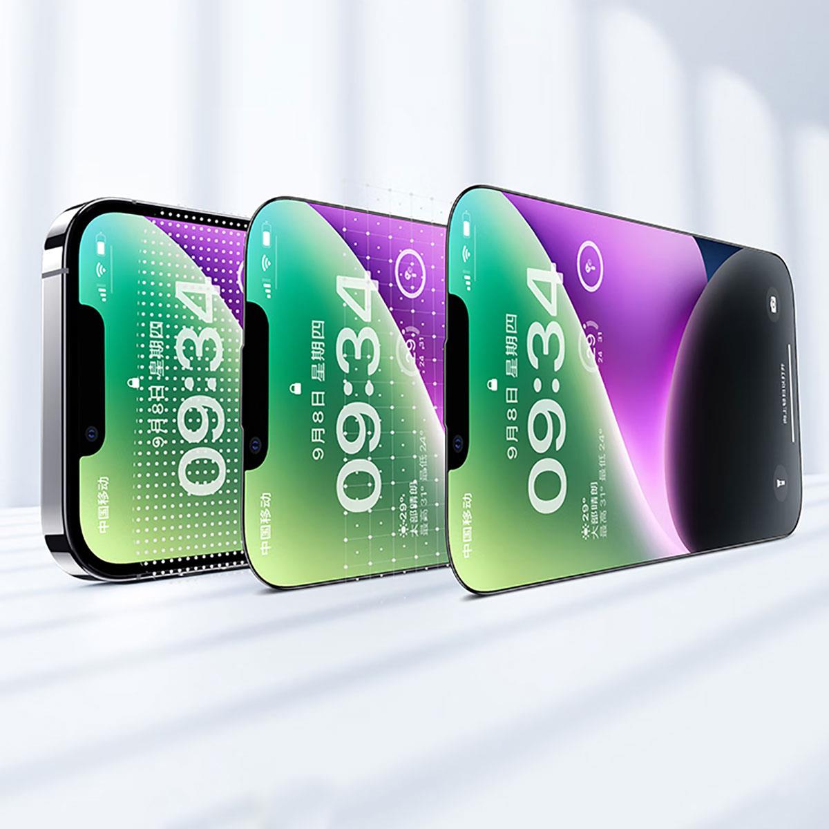 Apple iPhone 14 Plus Wiwu CZ-003 Mavi Işık Teknolojili Hidrofobik ve Oleofobik Parlama Önleyici Cam Ekran Koruyucu