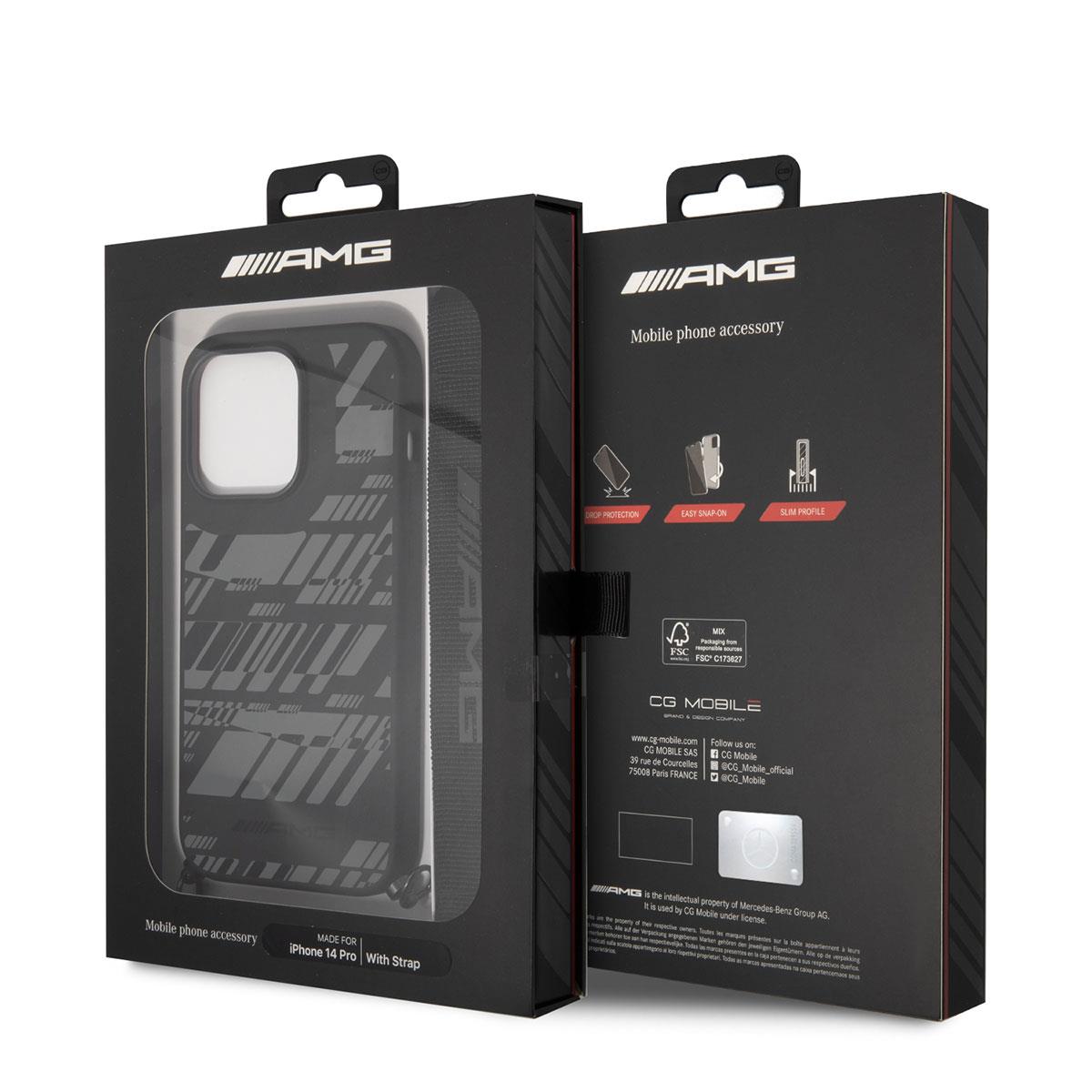 Apple iPhone 14 Pro Kılıf AMG Liquid Silikon Strap Telefon Askılı Grafik Dizayn Kapak