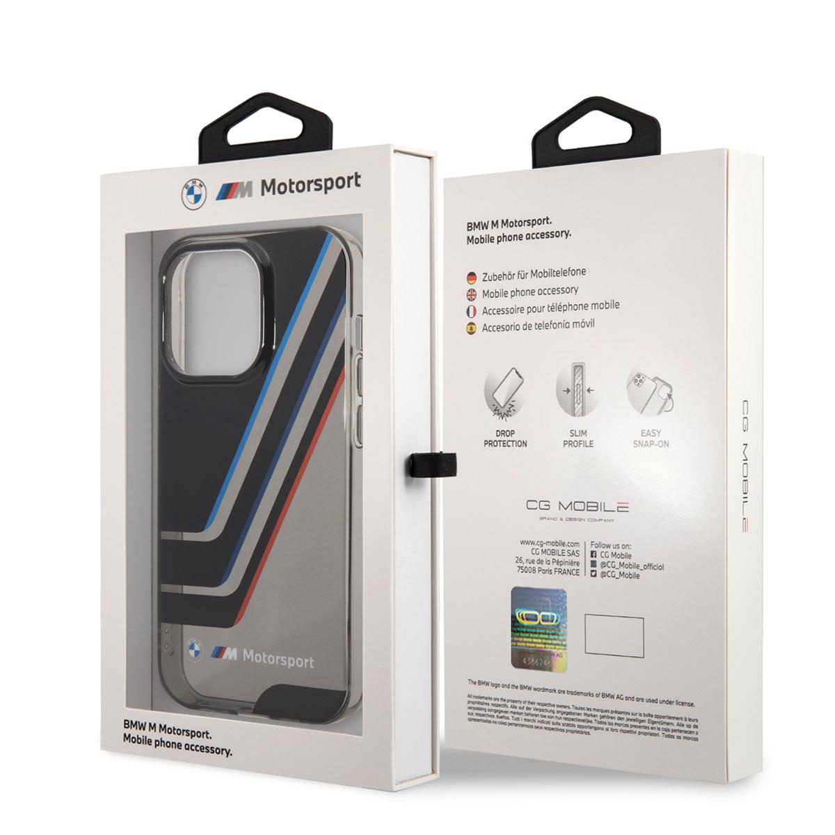 Apple iPhone 14 Pro Kılıf BMW Orjinal Lisanslı Yarı Transparan Çizgili Dizayn Kapak