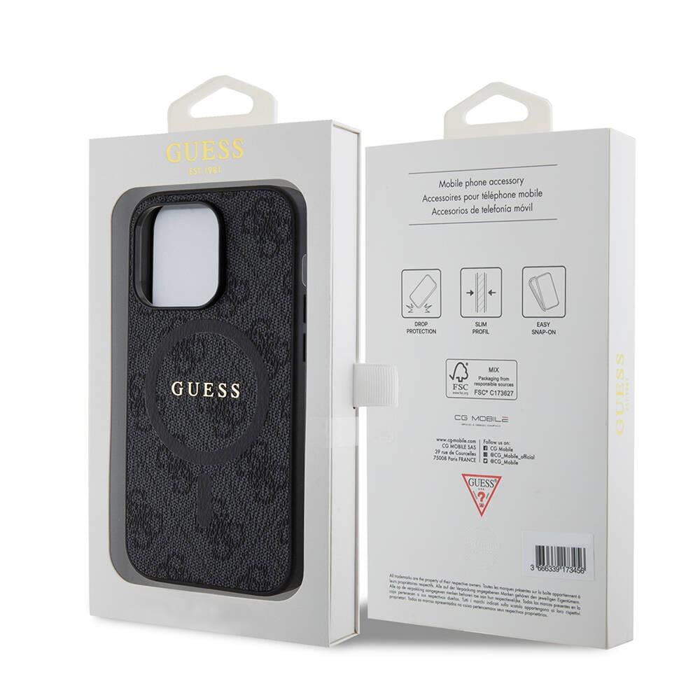 Apple iPhone 14 Pro Kılıf Guess Orjinal Lisanslı Magsafe Şarj Özellikli 4G Desenli Yazı Logolu Kapak