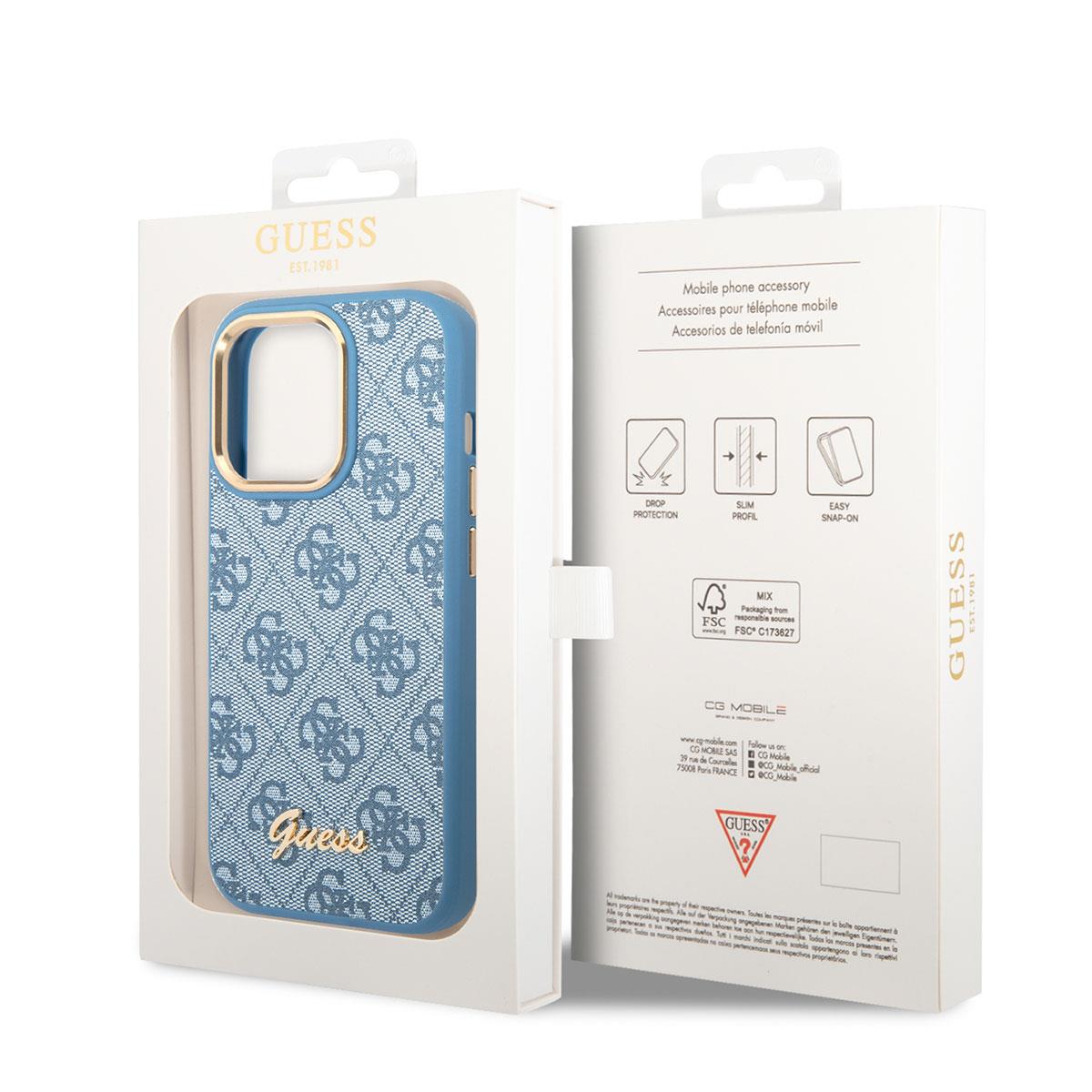 Apple iPhone 14 Pro Kılıf GUESS PU Deri Metal Logo Dizaynlı Kapak
