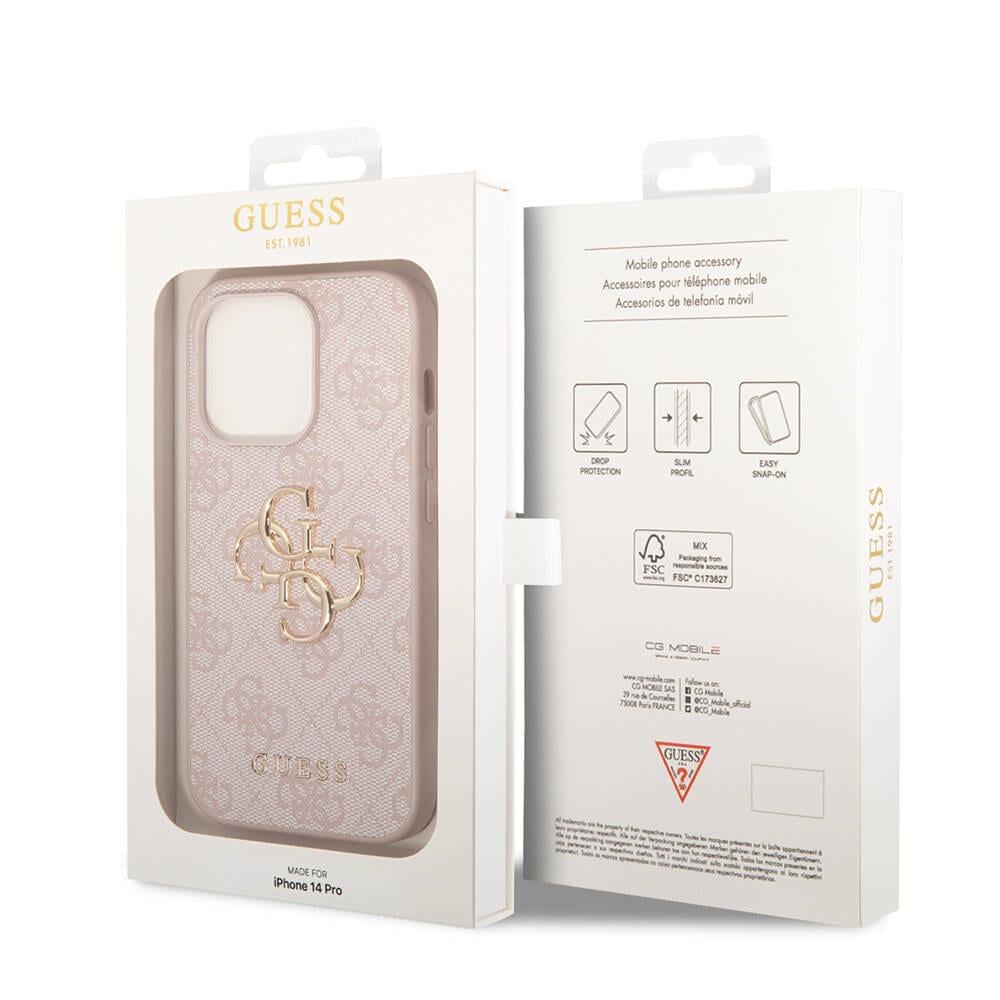 Apple iPhone 14 Pro Kılıf Guess PU Deri Büyük Metal Logo Dizaynlı Kapak