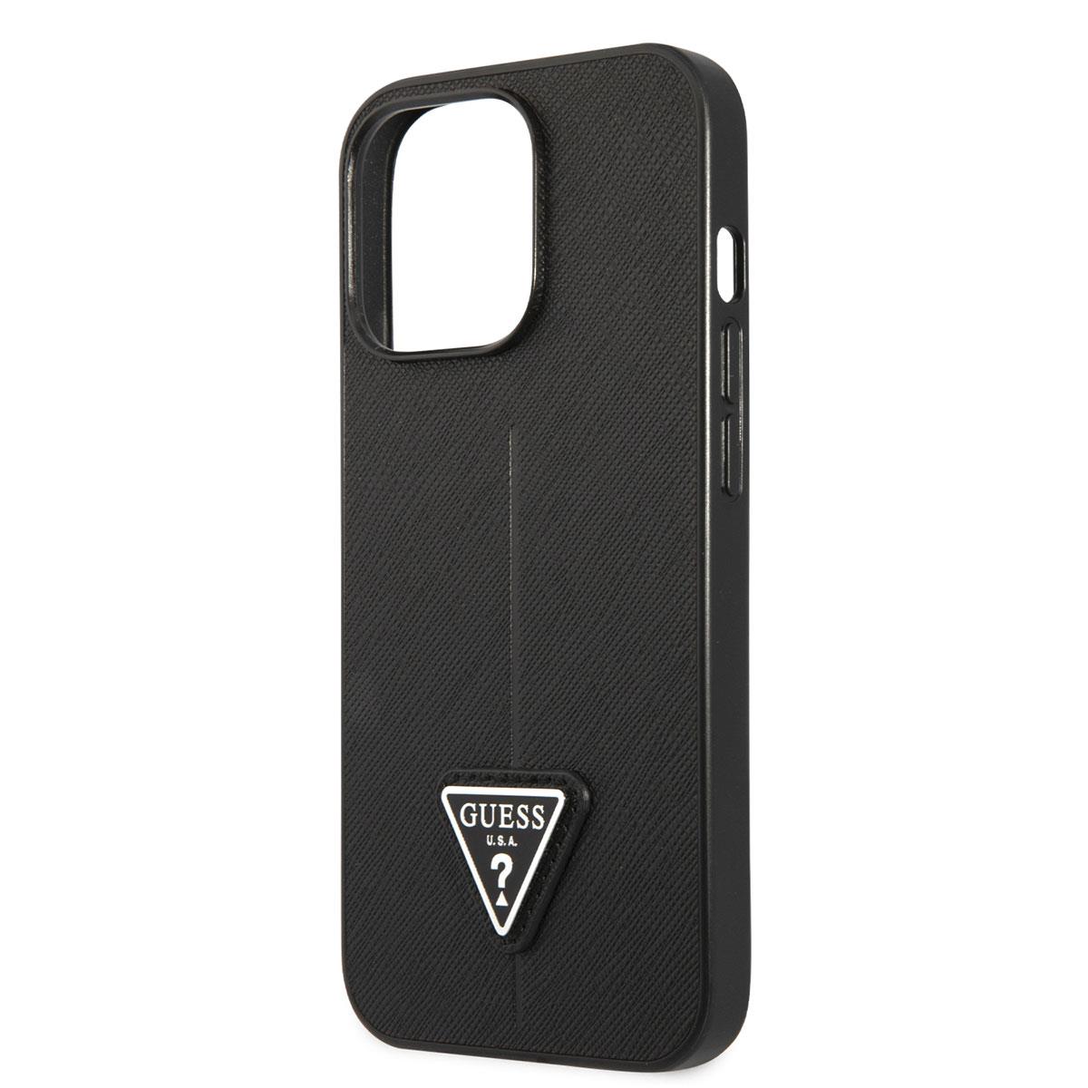 Apple iPhone 14 Pro Kılıf GUESS PU Safran Deri Üçgen Logo Dizayn Kapak