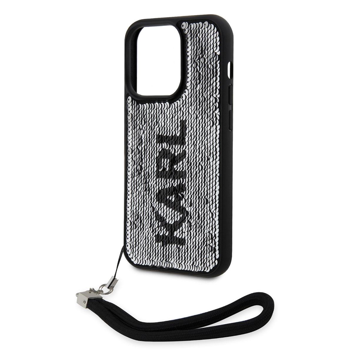 Apple iPhone 14 Pro Kılıf Karl Lagerfeld El Askısı İpli Hareketli Pullu Dizayn Kapak
