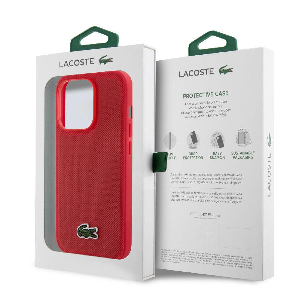 Apple iPhone 14 Pro Kılıf Lacoste Orjinal Lisanslı PU Pike Desenli Arka Yüzey İkonik Timsah Dokuma Logolu Kapak