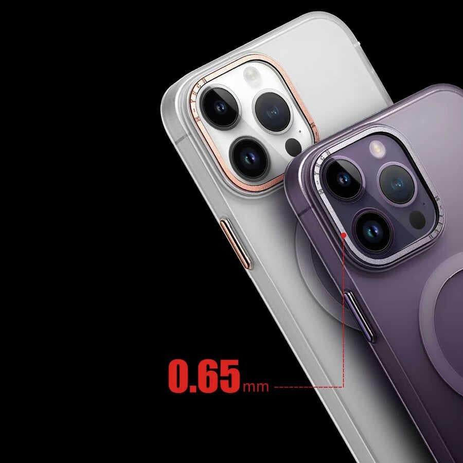 Apple iPhone 14 Pro Kılıf Magsafe Şarj Özellikli Buzlu Sert PC Zore Tuval Kapak