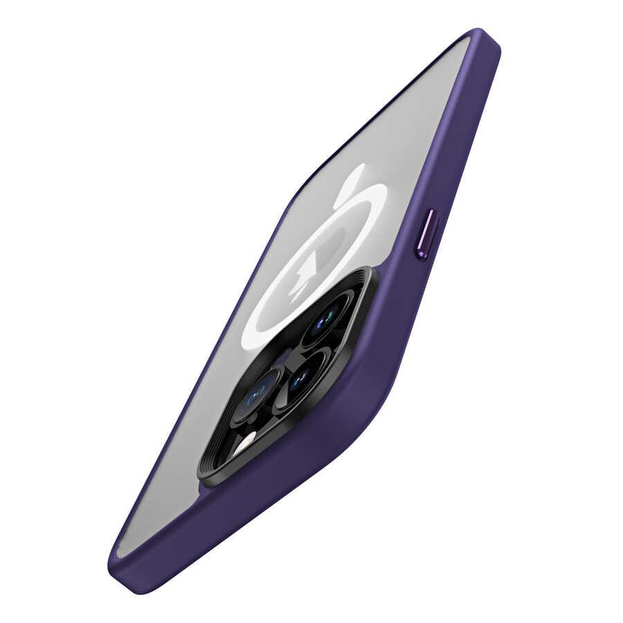 Apple iPhone 14 Pro Kılıf Wireless Şarj Özellikli Zore Hibrit Magsafe Kapak
