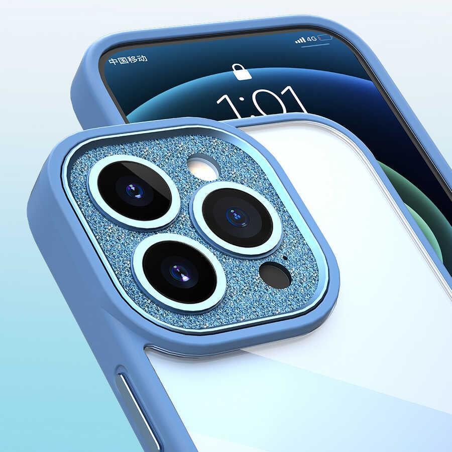 Apple iPhone 14 Pro Kılıf ​​​​​Wiwu GCC-105 Lens Korumalı Renkli Kenar Arkası Şeffaf Multicolor Kapak