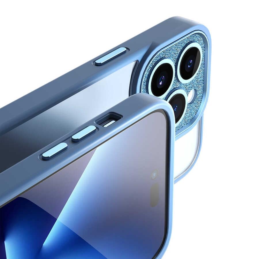 Apple iPhone 14 Pro Kılıf ​​​​​Wiwu GCC-105 Lens Korumalı Renkli Kenar Arkası Şeffaf Multicolor Kapak