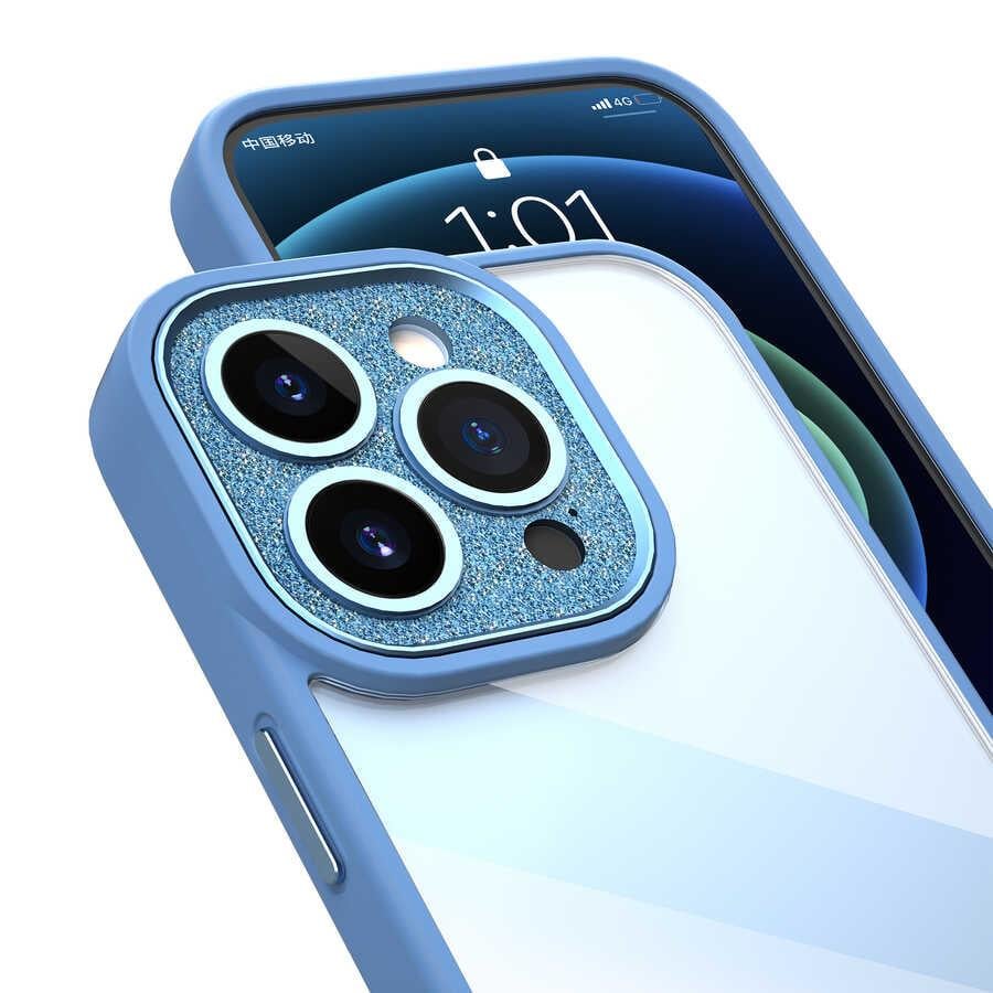 Apple iPhone 14 Pro Kılıf ​​​​​Wiwu GCC-105 Lens Korumalı Renkli Kenar Arkası Şeffaf Multicolor Kapak