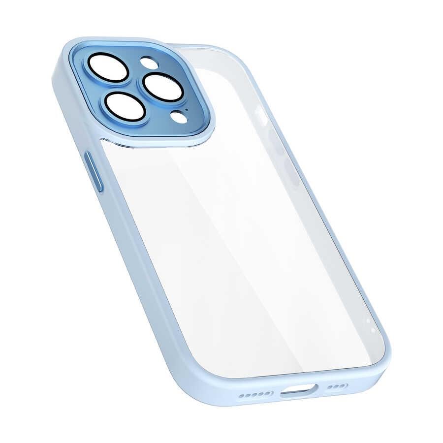 Apple iPhone 14 Pro Kılıf Wiwu VCC-104 Lens Korumalı Renkli Kenar Arkası Şeffaf Vivid Clear Kapak