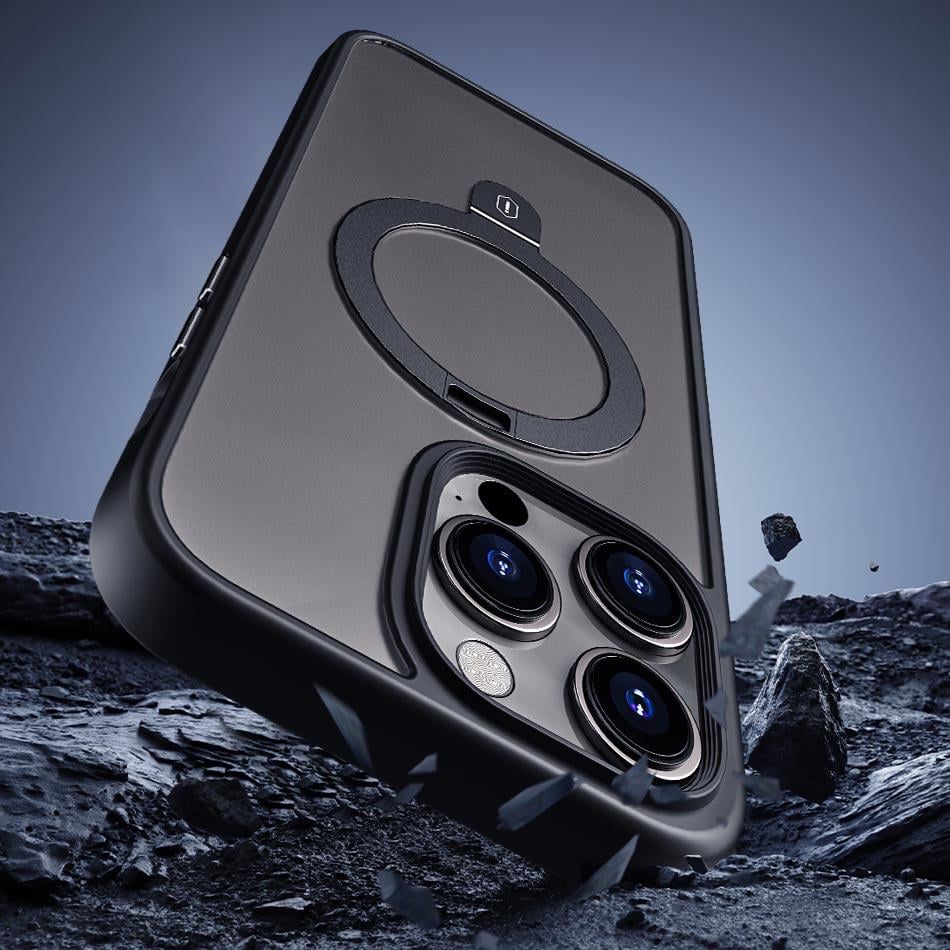 Apple iPhone 14 Pro Kılıf Wiwu ZMM-010 Magsafe Şarj Özellikli Parmak İzi Bırakmayan Mat Transparan Standlı Kapak