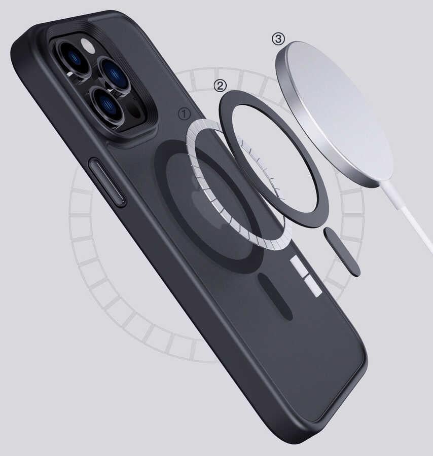 Apple iPhone 14 Pro Max  Kılıf Wireless Şarj Özellikli Zore Hibrit Magsafe Kapak