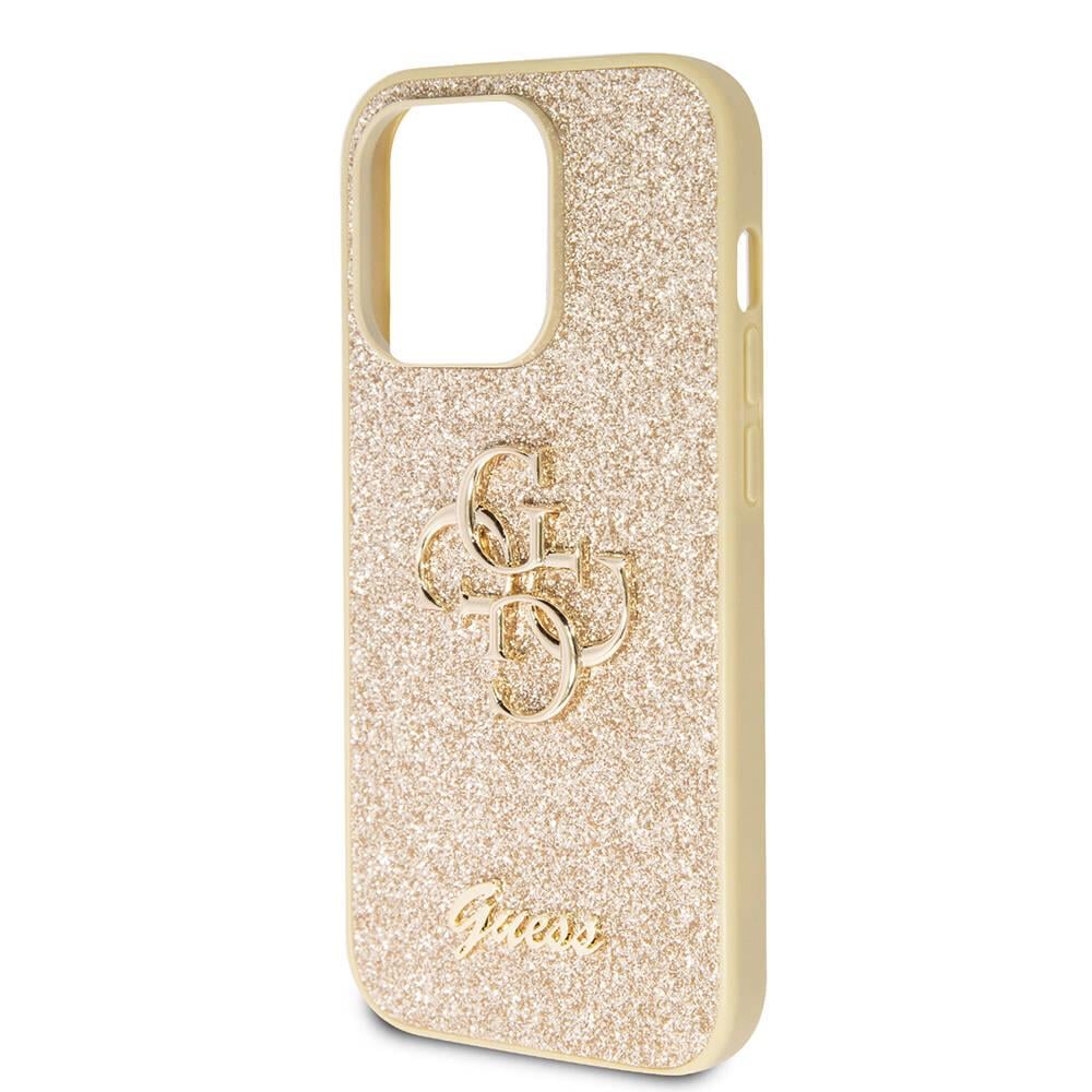 Apple iPhone 14 Pro Max Kılıf Guess Orjinal Lisanslı 4G Büyük Metal Logolu Glitter Kapak