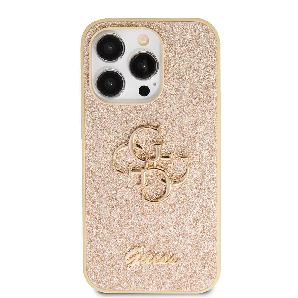Apple iPhone 14 Pro Max Kılıf Guess Orjinal Lisanslı 4G Büyük Metal Logolu Glitter Kapak
