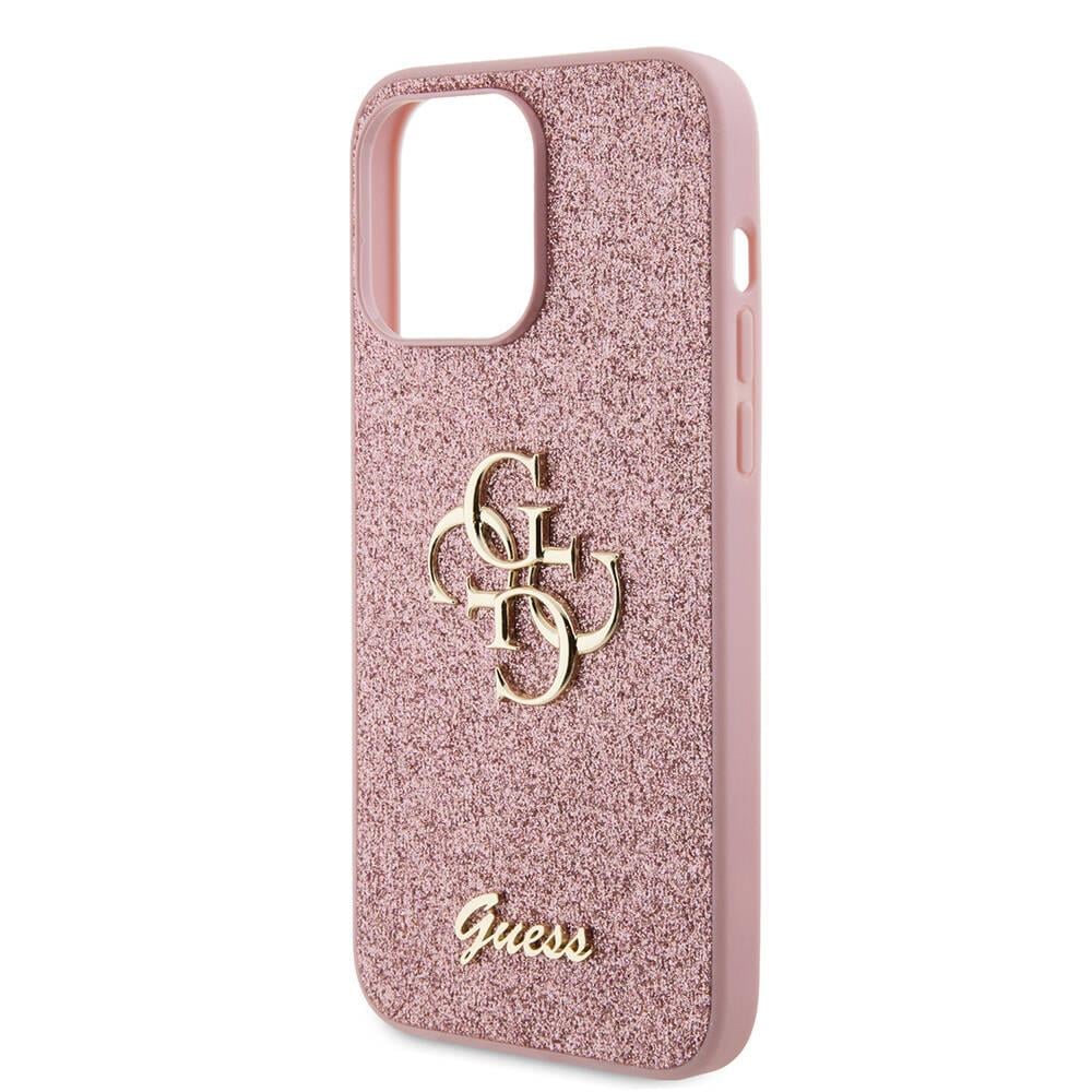 Apple iPhone 14 Pro Max Kılıf Guess Orjinal Lisanslı 4G Büyük Metal Logolu Glitter Kapak