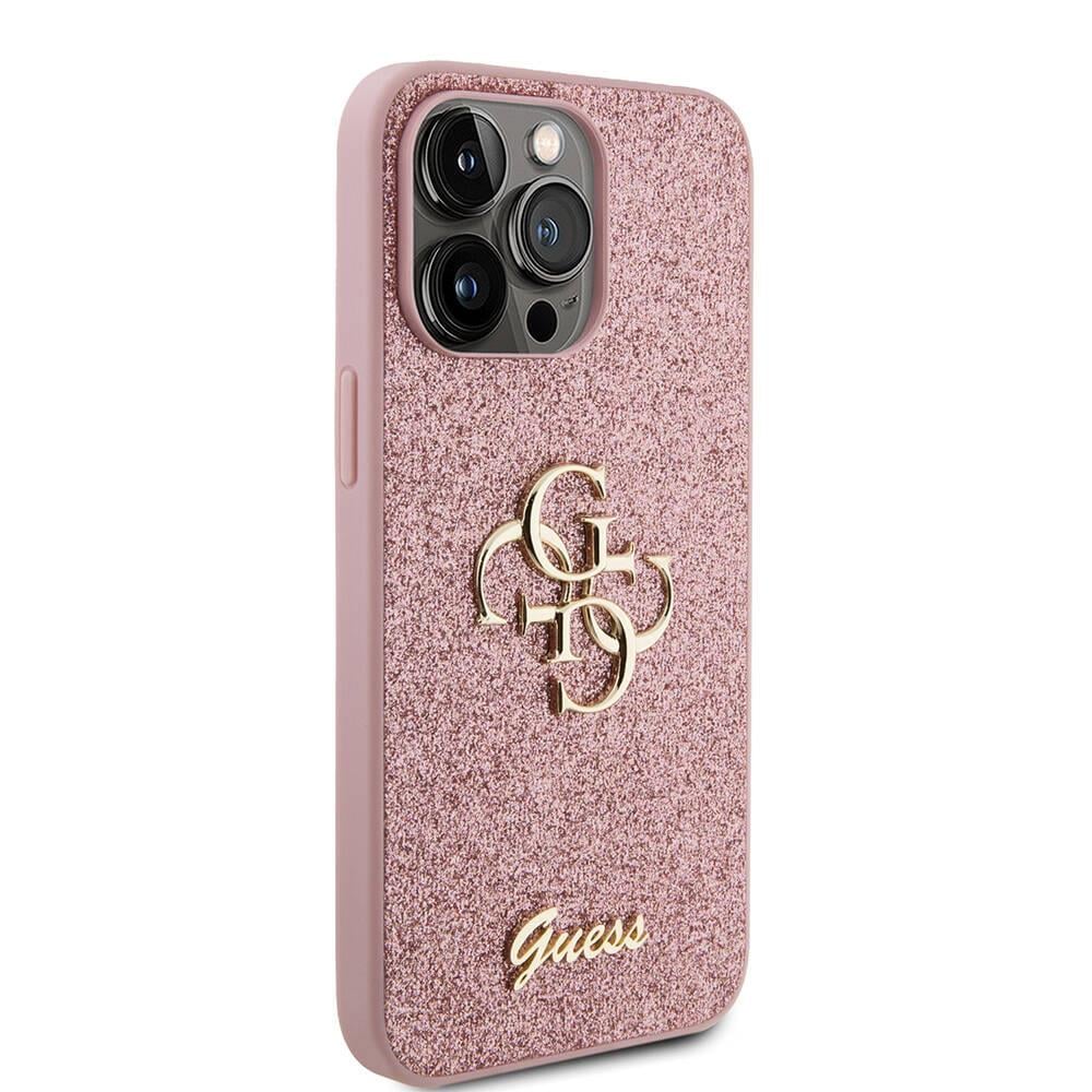 Apple iPhone 14 Pro Max Kılıf Guess Orjinal Lisanslı 4G Büyük Metal Logolu Glitter Kapak