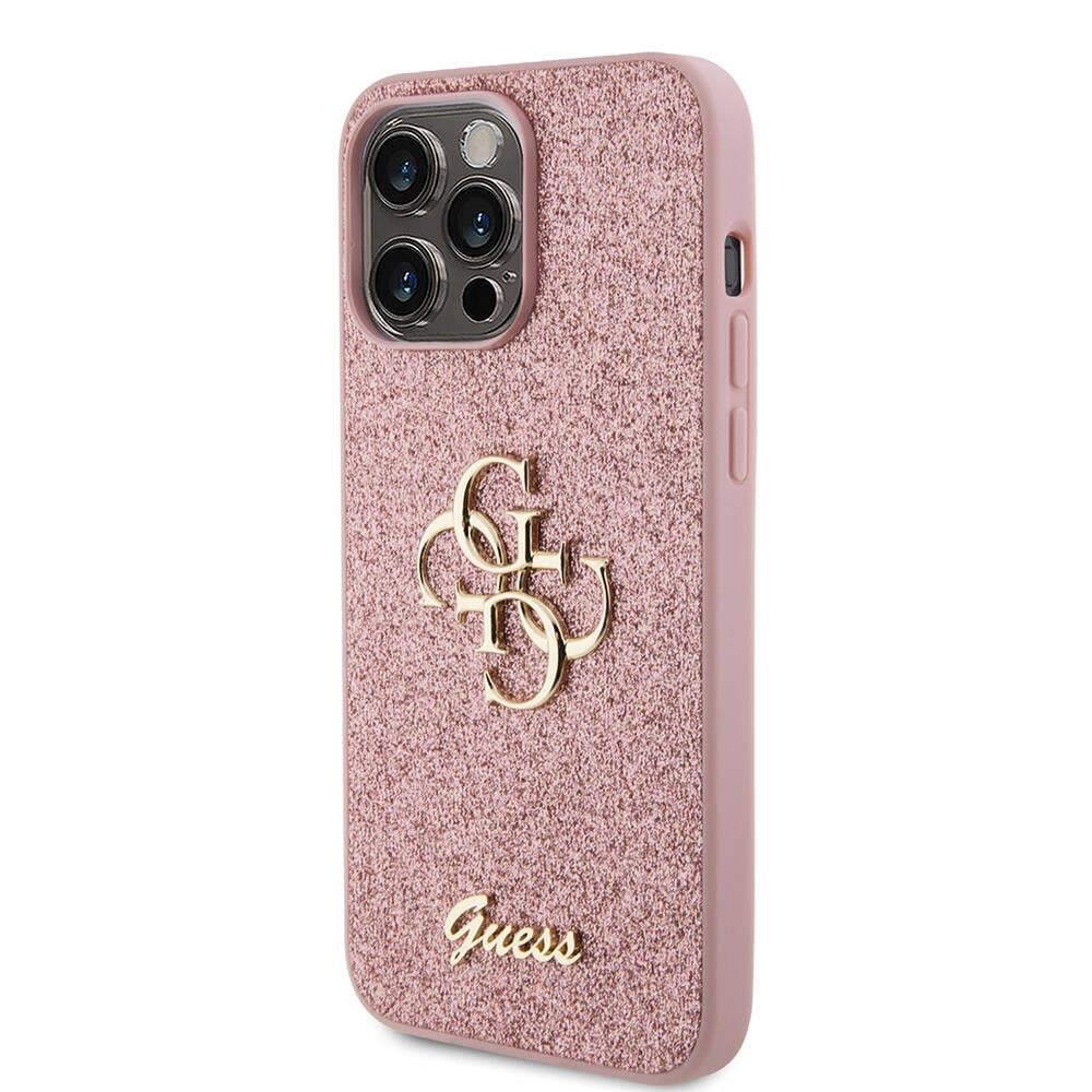 Apple iPhone 14 Pro Max Kılıf Guess Orjinal Lisanslı 4G Büyük Metal Logolu Glitter Kapak