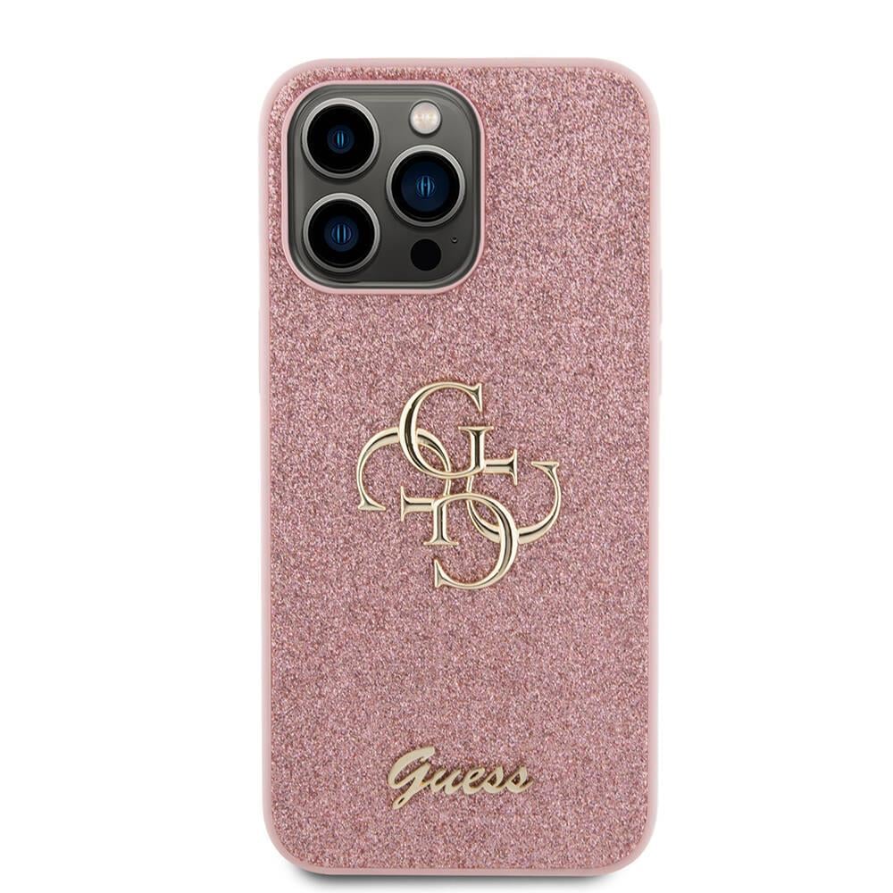 Apple iPhone 14 Pro Max Kılıf Guess Orjinal Lisanslı 4G Büyük Metal Logolu Glitter Kapak