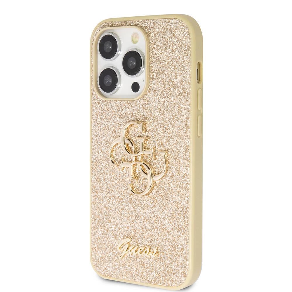 Apple iPhone 14 Pro Max Kılıf Guess Orjinal Lisanslı 4G Büyük Metal Logolu Glitter Kapak
