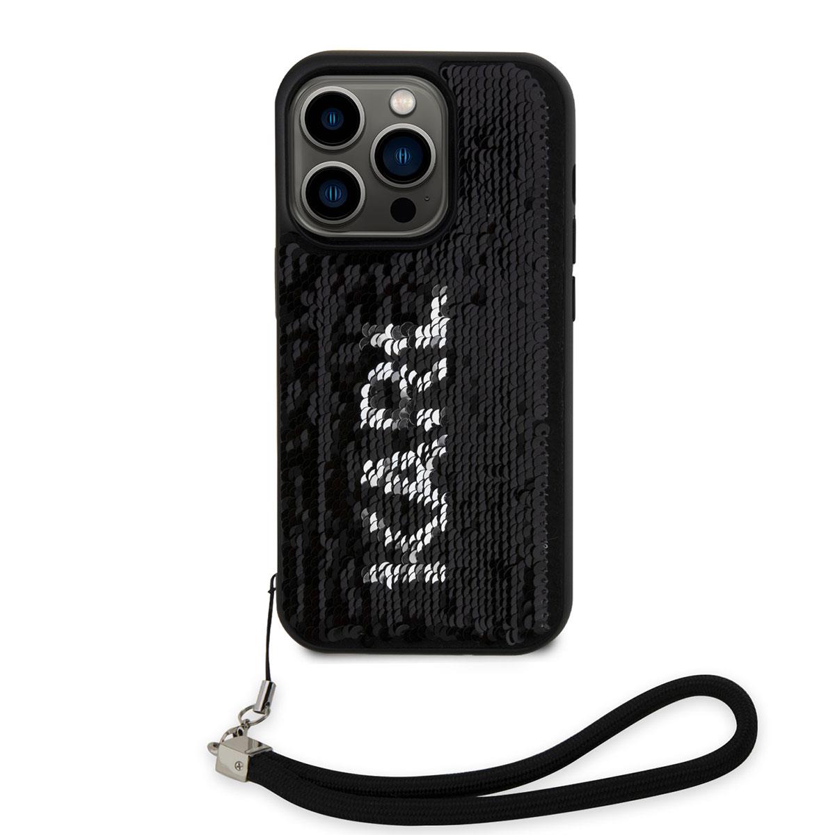 Apple iPhone 14 Pro Max Kılıf Karl Lagerfeld El Askısı İpli Hareketli Pullu Dizayn Kapak