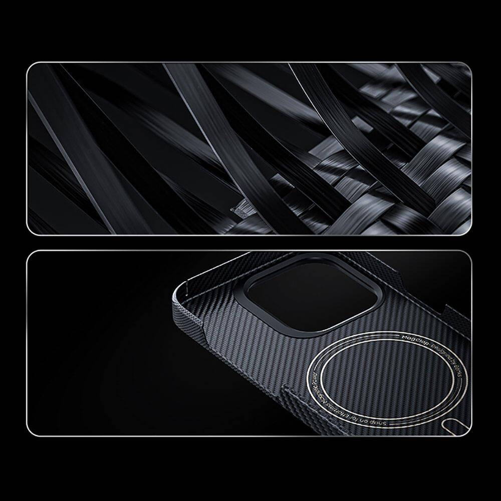 Apple iPhone 14 Pro Max Kılıf Magsafe Şarj Özellikli Karbon Fiber Benks Montage ArmorAir Kevlar Kapak