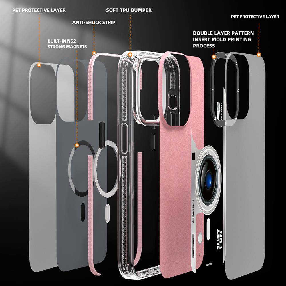 Apple iPhone 14 Pro Max Kılıf Magsafe Şarj Özellikli Lens Figürlü YoungKit Art Film Serisi Kapak