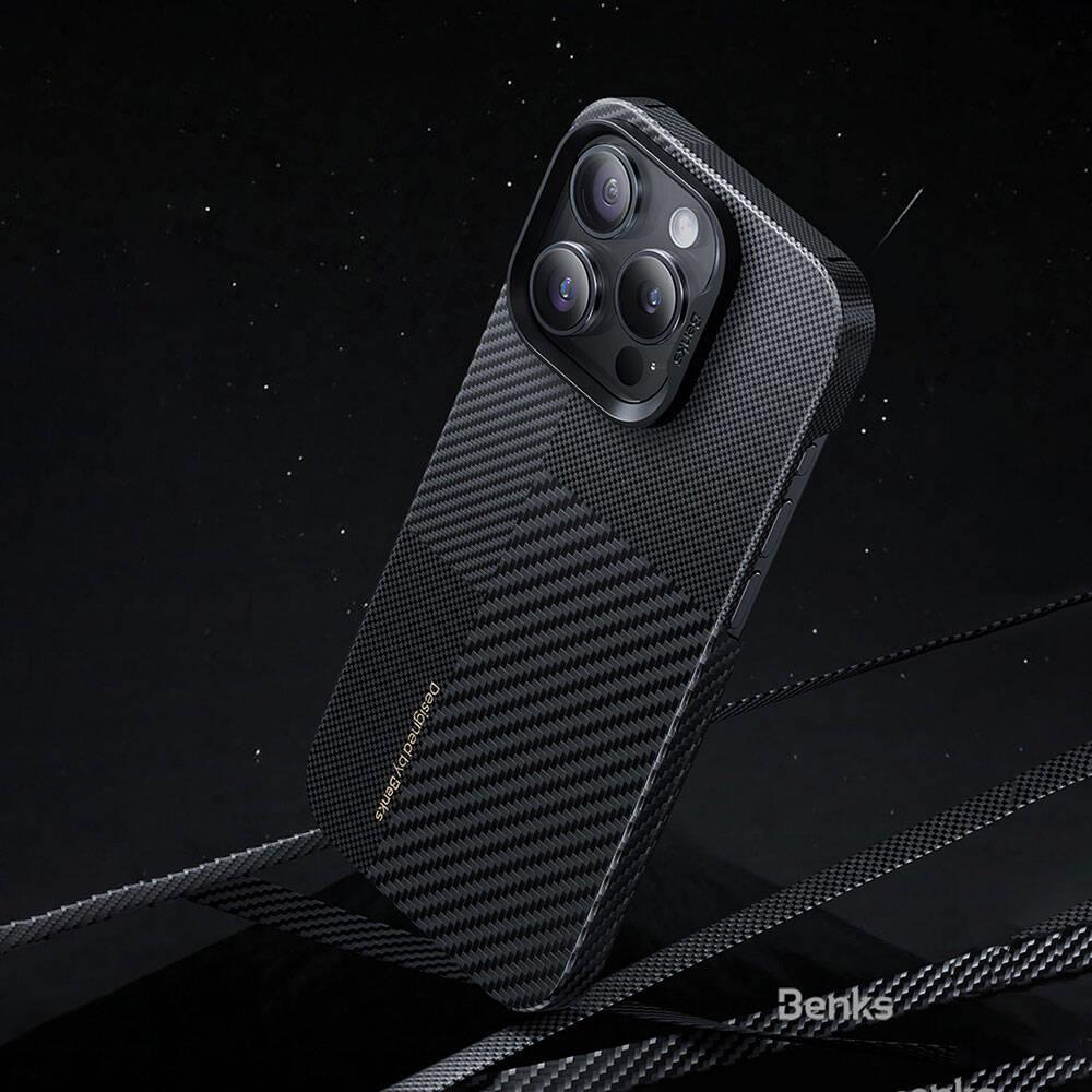 Apple iPhone 14 Pro Max Kılıf Magsafe Şarj Özellikli Karbon Fiber Benks Montage ArmorAir Kevlar Kapak