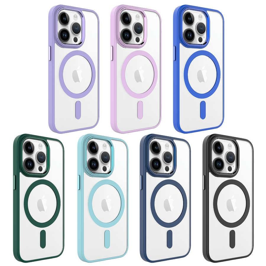 Apple iPhone 14 Pro Max Kılıf Wireless Şarj Özellikli Zore Krom Magsafe Silikon Kapak