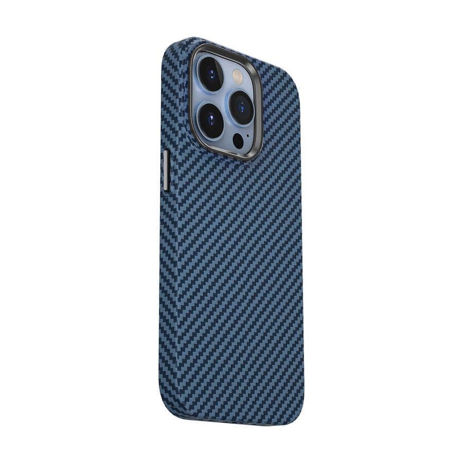 Apple iPhone 14 Pro Max Kılıf ​​​​​Wiwu Karbon Fiber Görünümlü Magsafe Wireless Şarj Özellikli Kabon Kapak