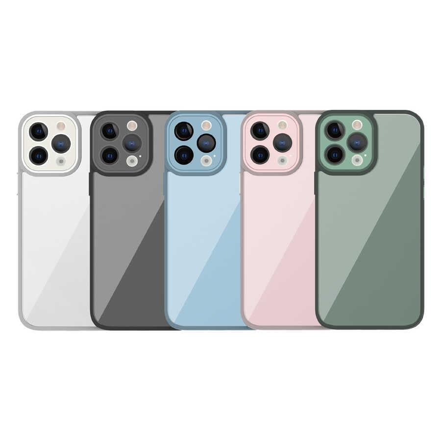 Apple iPhone 14 Pro Max Kılıf Wiwu VCC-104 Lens Korumalı Renkli Kenar Arkası Şeffaf Vivid Clear Kapak