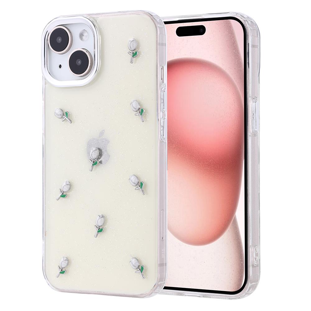 Apple iPhone 15 Kılıf Airbag Tasarımlı Simli Şeffaf Zore Kutup Kapak