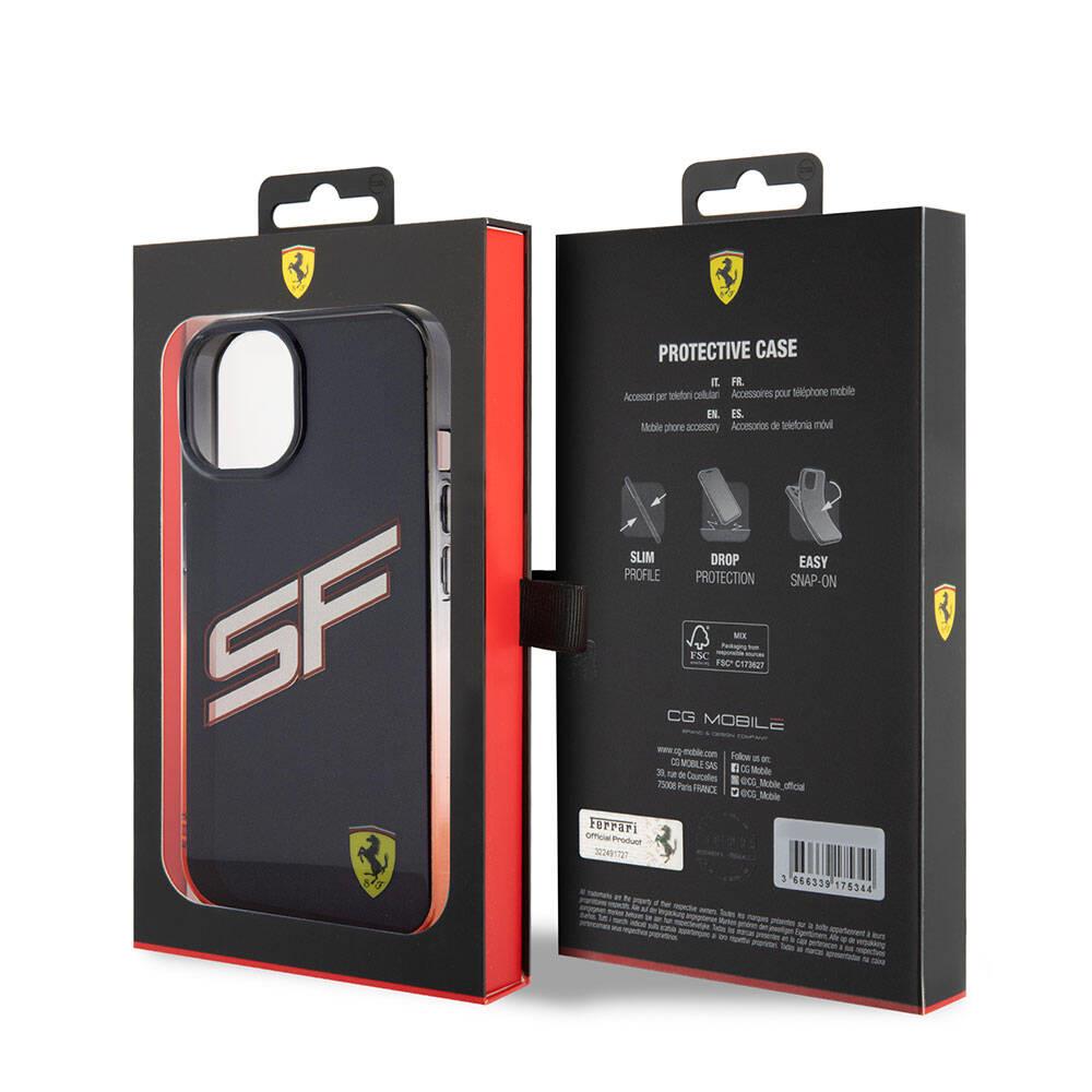 Apple iPhone 15 Kılıf Ferrari Orjinal Lisanslı Transparan SF Yazılı Kenarları Renk Geçişli Kapak