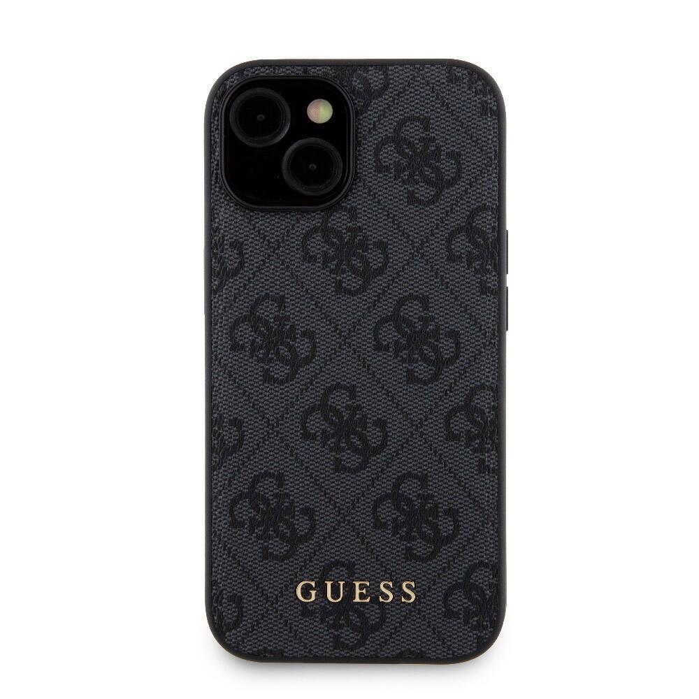 Apple iPhone 15 Kılıf Guess Orjinal Lisanslı Magsafe Şarj Özellikli Yazı Logolu 4G Desenli Kapak + Powerbank 5000mAh 2in1 Set