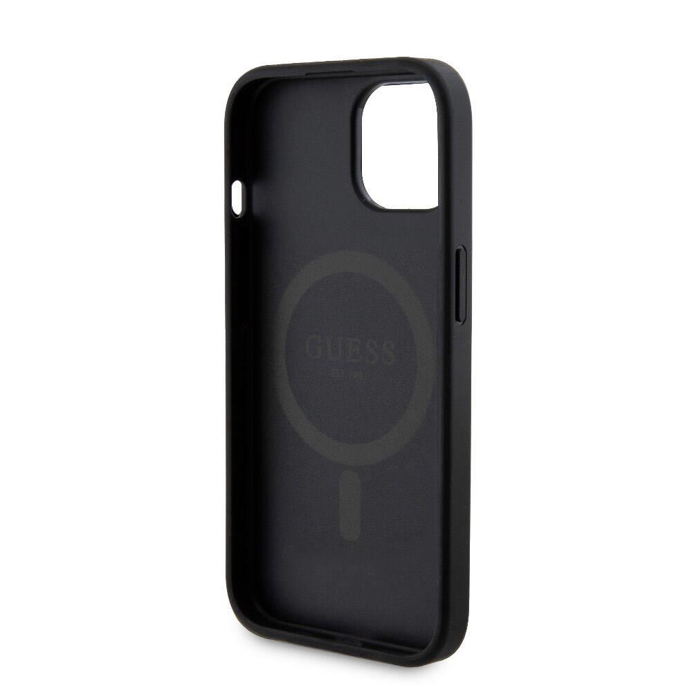 Apple iPhone 15 Kılıf Guess Orjinal Lisanslı Magsafe Şarj Özellikli Yazı Logolu 4G Desenli Kapak + Powerbank 5000mAh 2in1 Set