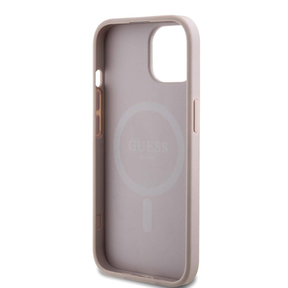 Apple iPhone 15 Kılıf Guess Orjinal Lisanslı Magsafe Şarj Özellikli 4G Desenli Yazı Logolu Kapak