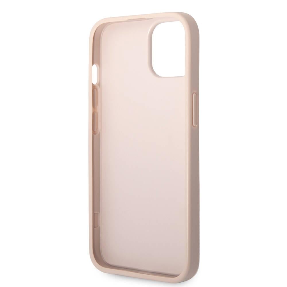 Apple iPhone 15 Kılıf Guess Orjinal Lisanslı PU Deri Yazı ve 4G Metal Logolu Desenli Kapak