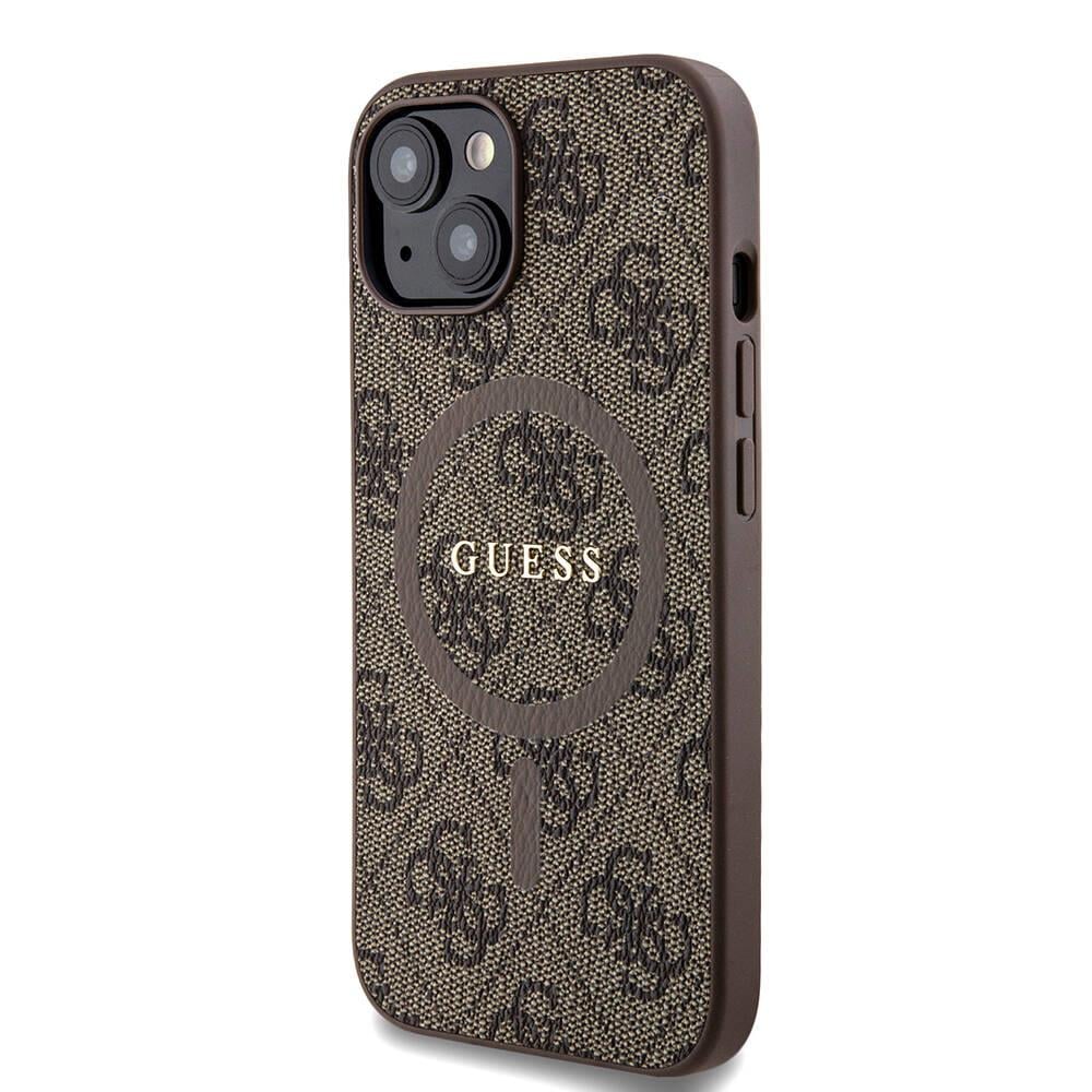 Apple iPhone 15 Kılıf Guess Orjinal Lisanslı Magsafe Şarj Özellikli 4G Desenli Yazı Logolu Kapak