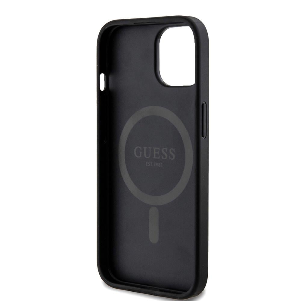 Apple iPhone 15 Kılıf Guess Orjinal Lisanslı Magsafe Şarj Özellikli 4G Desenli Yazı Logolu Kapak