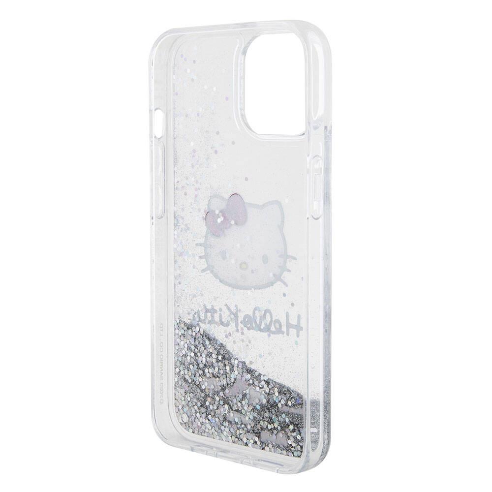 Apple iPhone 15 Kılıf Hello Kitty Orjinal Lisanslı İkonik Sıvılı Glitter Kapak