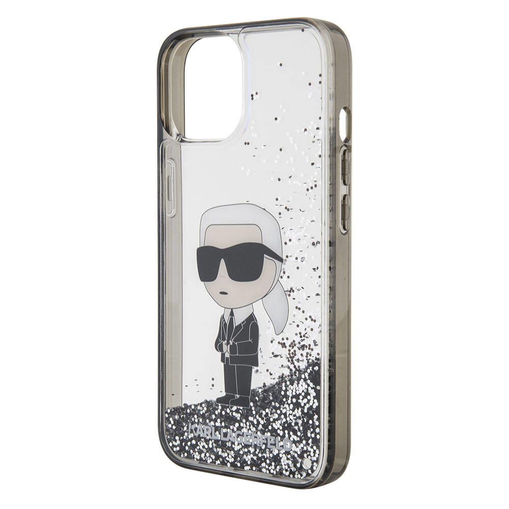 Apple iPhone 15 Kılıf Karl Lagerfeld İkonik Sıvılı Glitter Orjinal Lisanslı Kapak