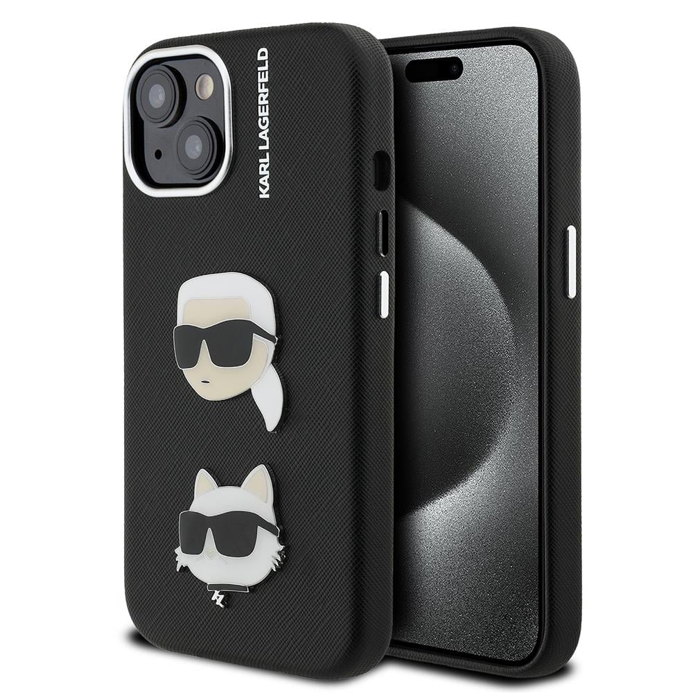 Apple iPhone 15 Kılıf Karl Lagerfeld Orjinal Lisanslı K&C Heads Pin Kapak