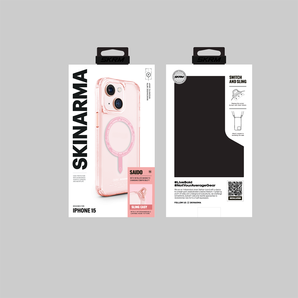 Apple iPhone 15 Kılıf SkinArma Şeffaf Airbag Tasarımlı Magsafe Şarj Özellikli Saido Kapak