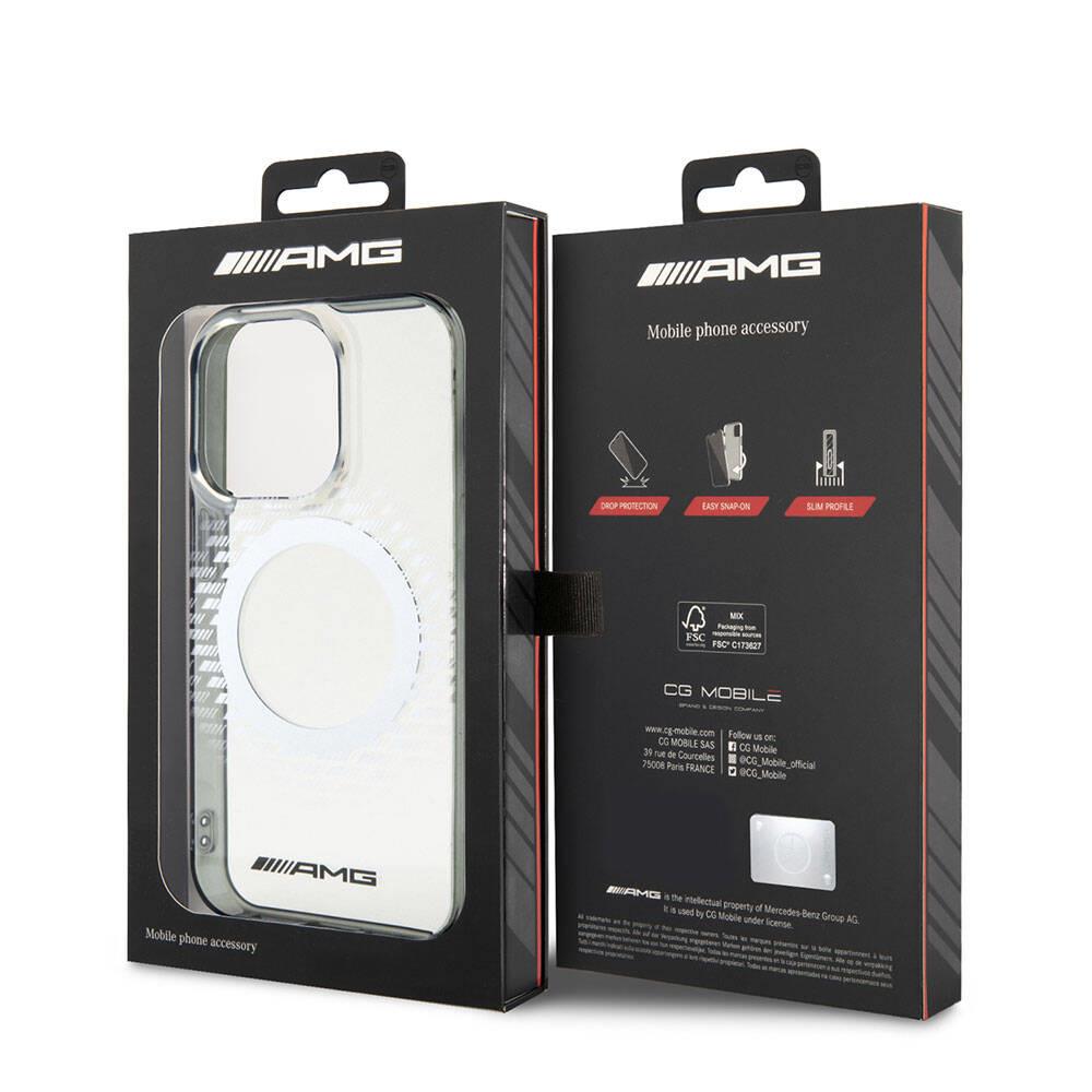 Apple iPhone 15 Pro Kılıf AMG Orjinal Lisanslı Magsafe Şarj Özellikli Transparan Dörtgen Desenli Kapak